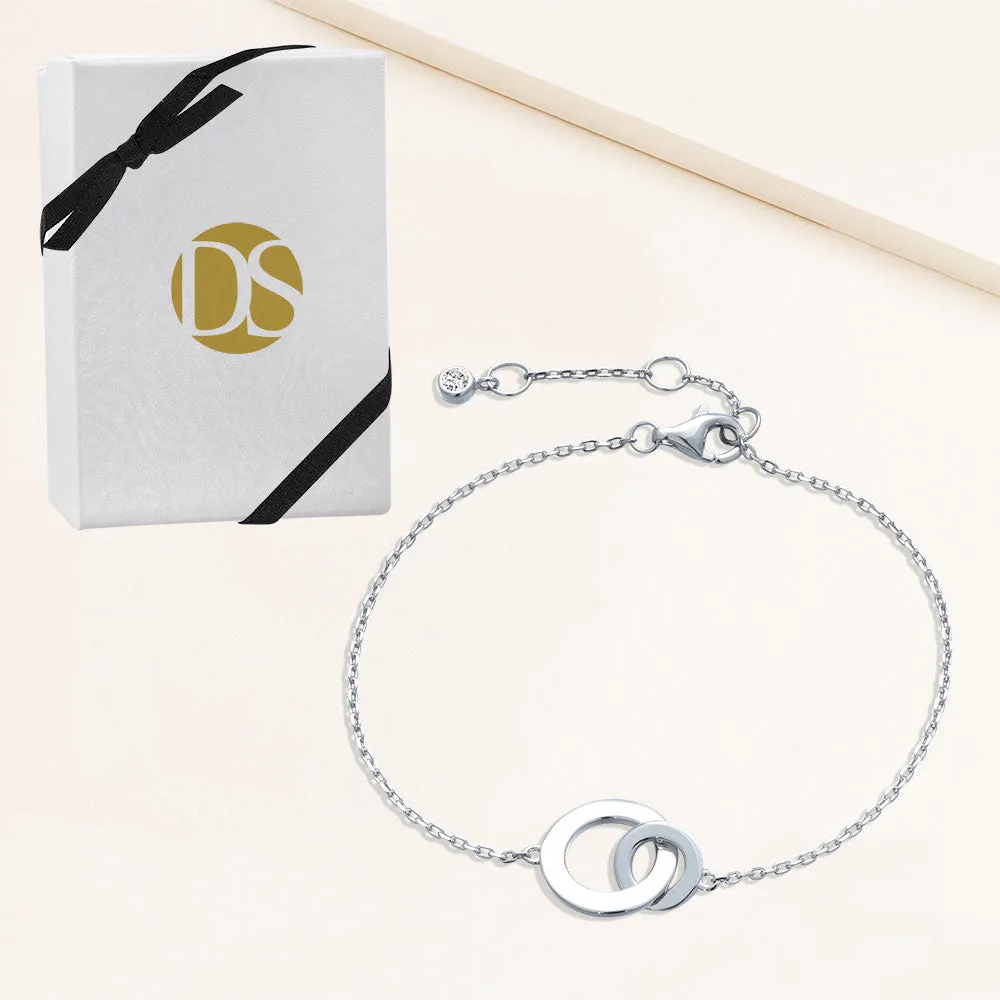 "Inseparable" Sterling Silver Interlocking Circles Bracelet