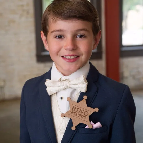 "Ring Security" Wooden Ring Bearer Badge