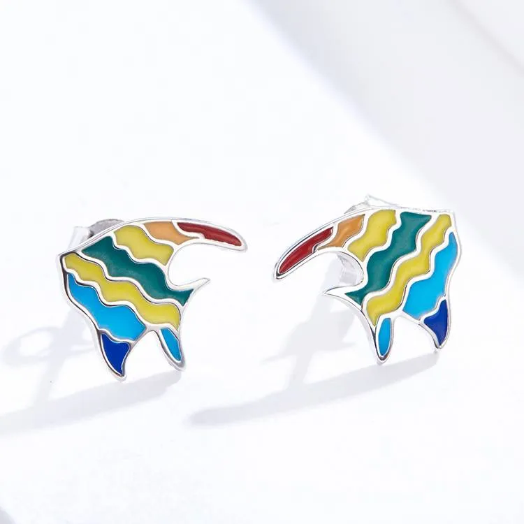 Rainbow Enamel Animals Ear Studs