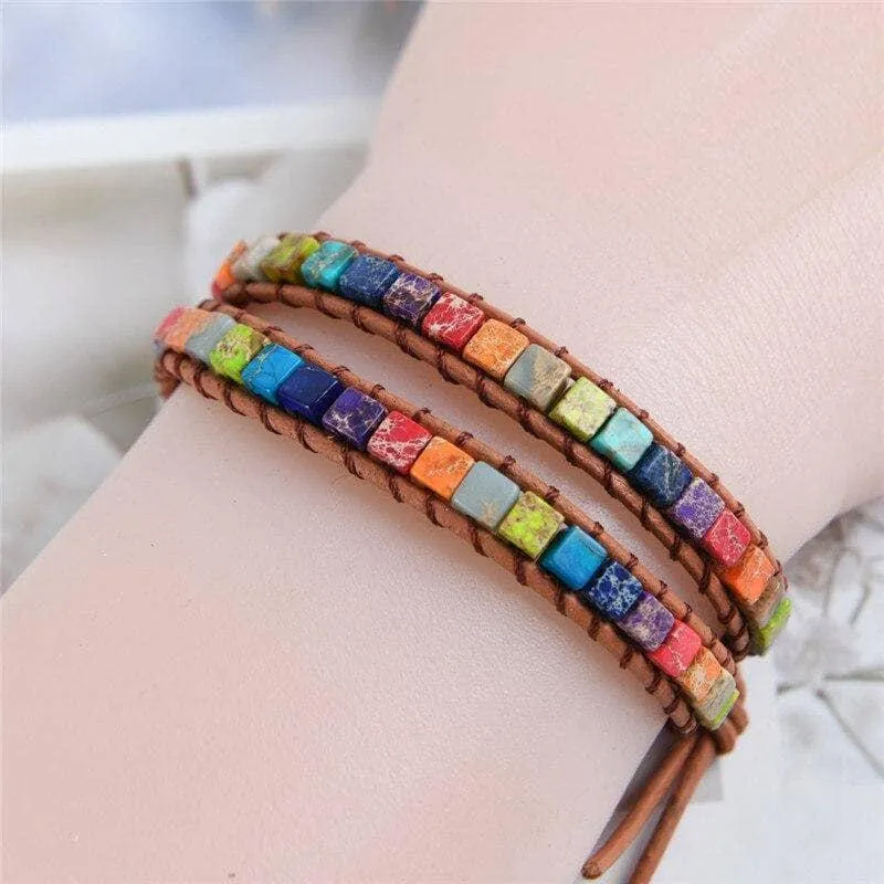 Regalite and Mixed Natural Chakra Stone Bohemian Bracelet