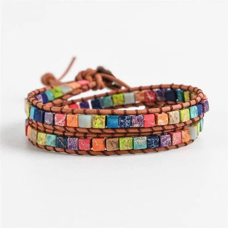 Regalite and Mixed Natural Chakra Stone Bohemian Bracelet