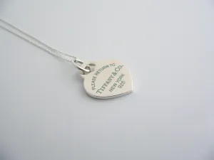 Return to Tiffany Co Blue Enamel Heart Necklace Pendant Charm Chain Love Gift