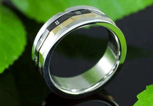 Roman Numbers Stainless Steel Rotatable Men's Ring Band