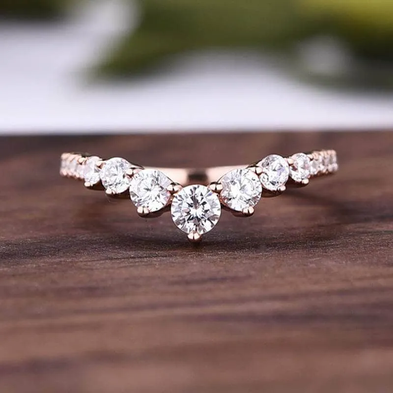 Rose Gold Chic Thin V Shaped Stacking Wedding Band