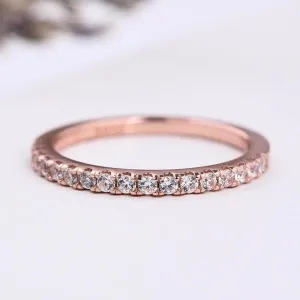 Rose Gold Half Eternity Thin Women's Wedding Band