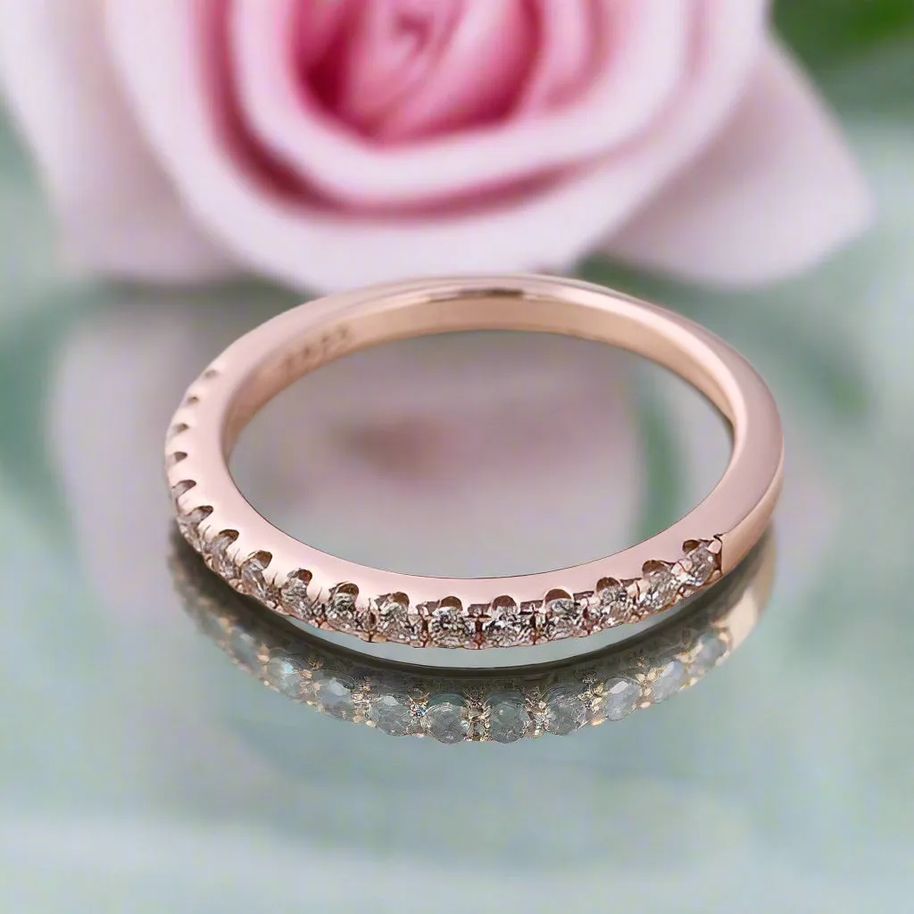 Rose Gold Half Eternity Thin Women's Wedding Band