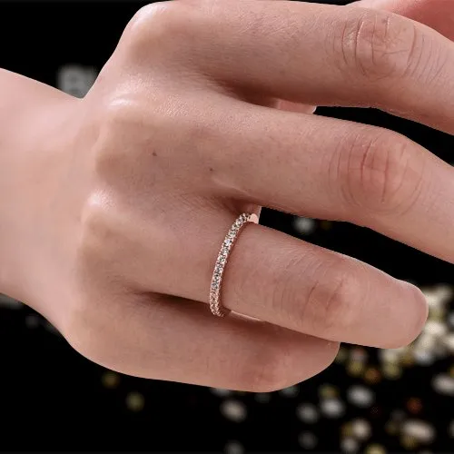 Rose Gold Half Eternity Thin Women's Wedding Band