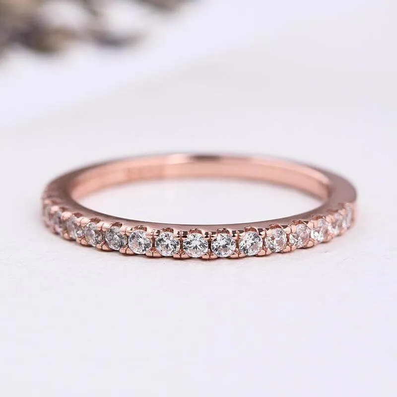 Rose Gold Half Eternity Thin Women's Wedding Band
