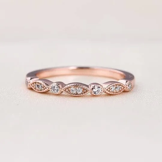 Rose Gold Vintage Leaf & Vine Art Deco Halo Oval Cut Ring Set