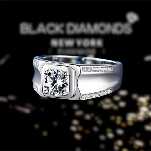 Round Cut Created Sapphire Men's Wedding Band