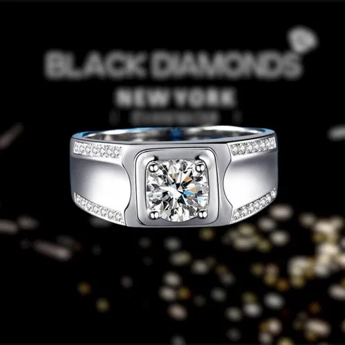Round Cut Created Sapphire Men's Wedding Band