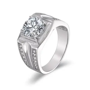 Round Cut Created Sapphire Men's Wedding Band