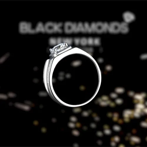 Round Cut Created Sapphire Men's Wedding Band