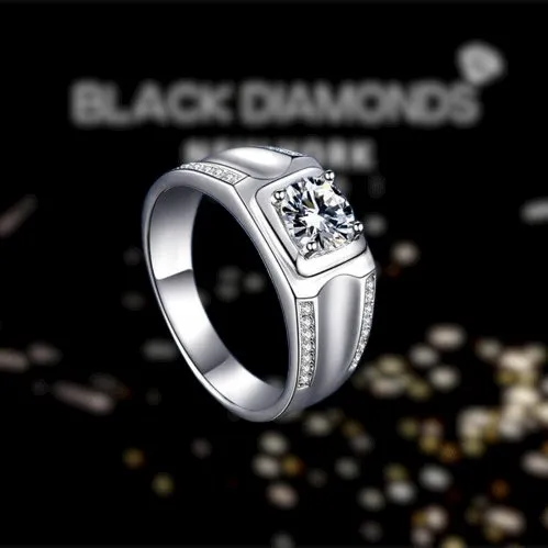 Round Cut Created Sapphire Men's Wedding Band