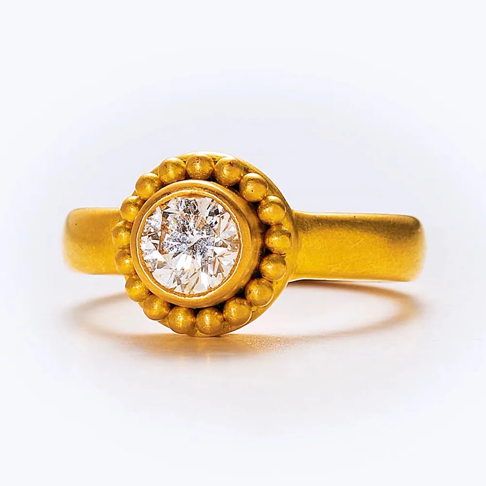 Salome Classic Round Diamond Ring in 20K Peach Gold