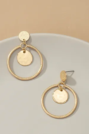 Sandblast Hoop Charm Earrings
