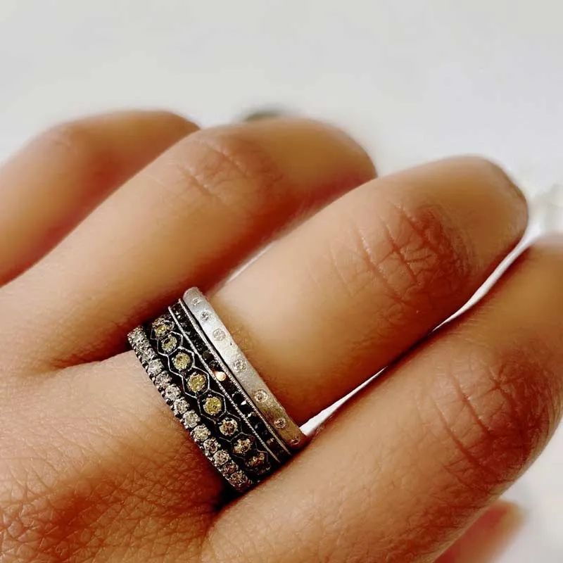 Sethi Couture Narrow White Diamond Brushed Band