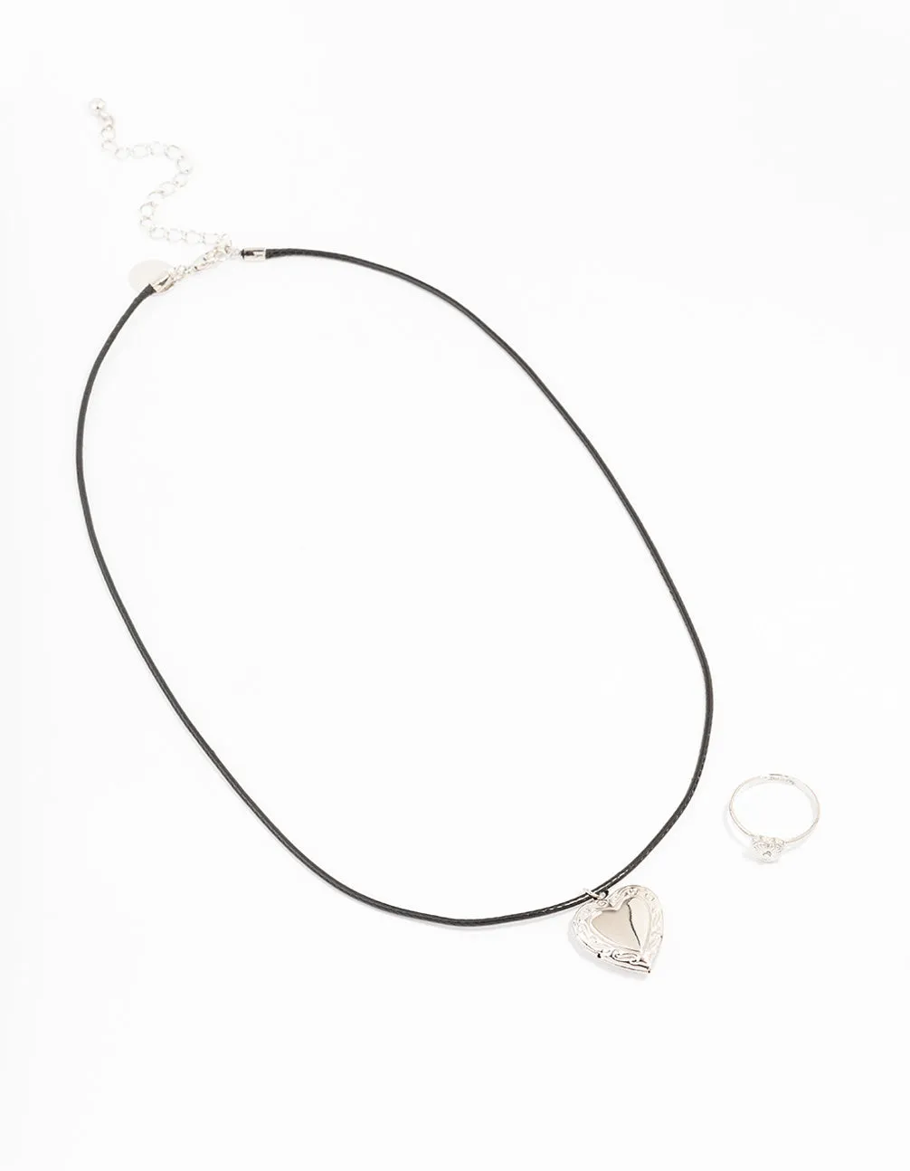 Silver Heart Locket Jewellery Set