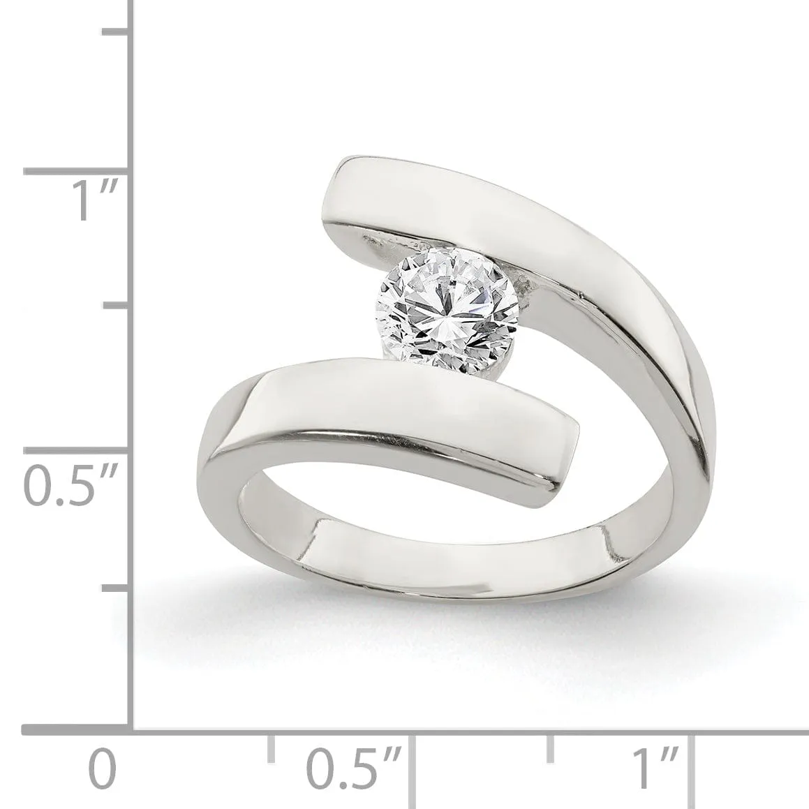 Silver Solitaire Round Cubic Zirconia Ring