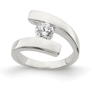 Silver Solitaire Round Cubic Zirconia Ring