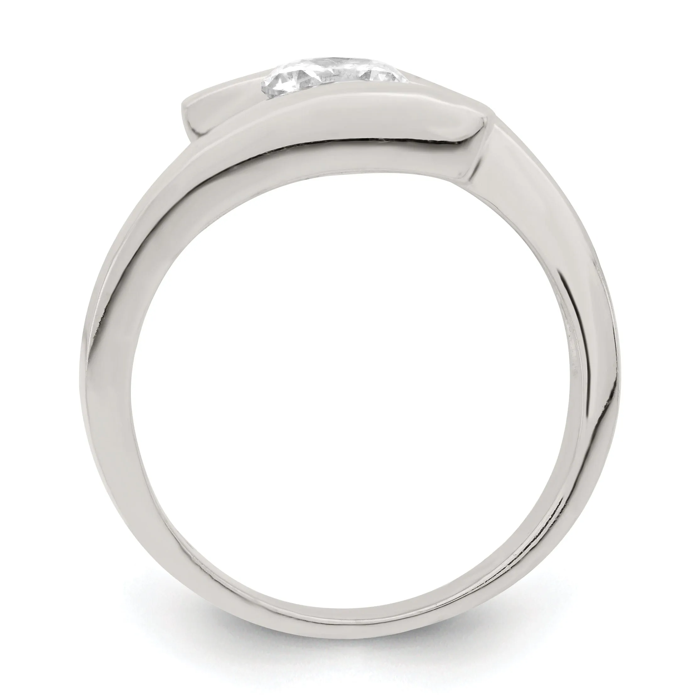 Silver Solitaire Round Cubic Zirconia Ring