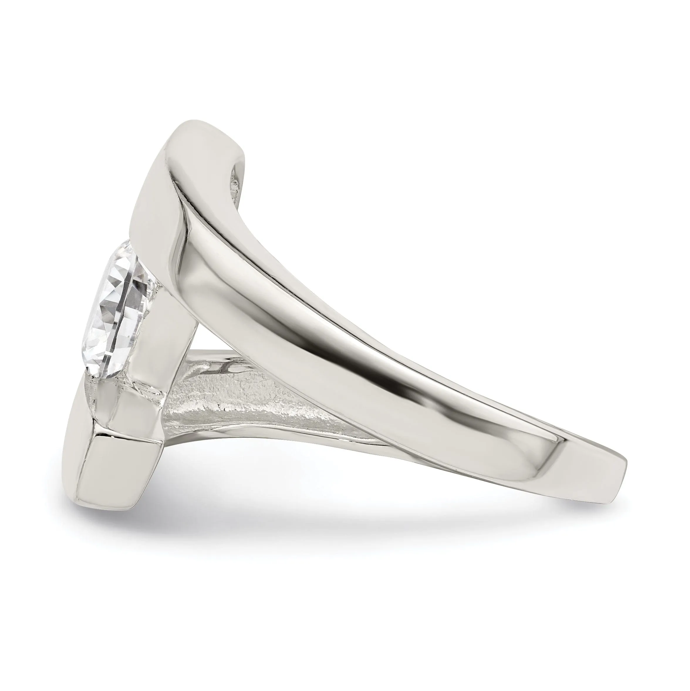 Silver Solitaire Round Cubic Zirconia Ring