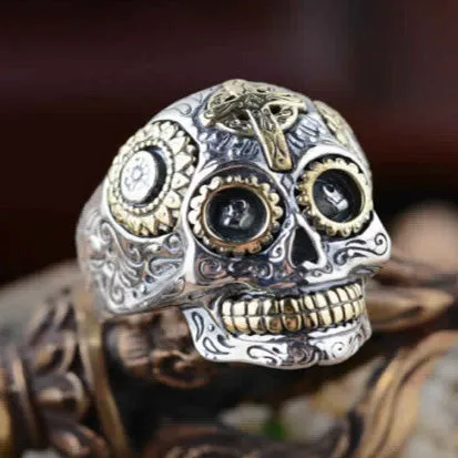 Silver Sugar Skull   Cross