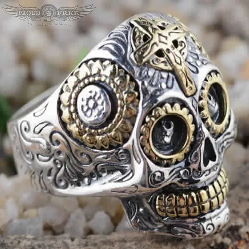 Silver Sugar Skull   Cross