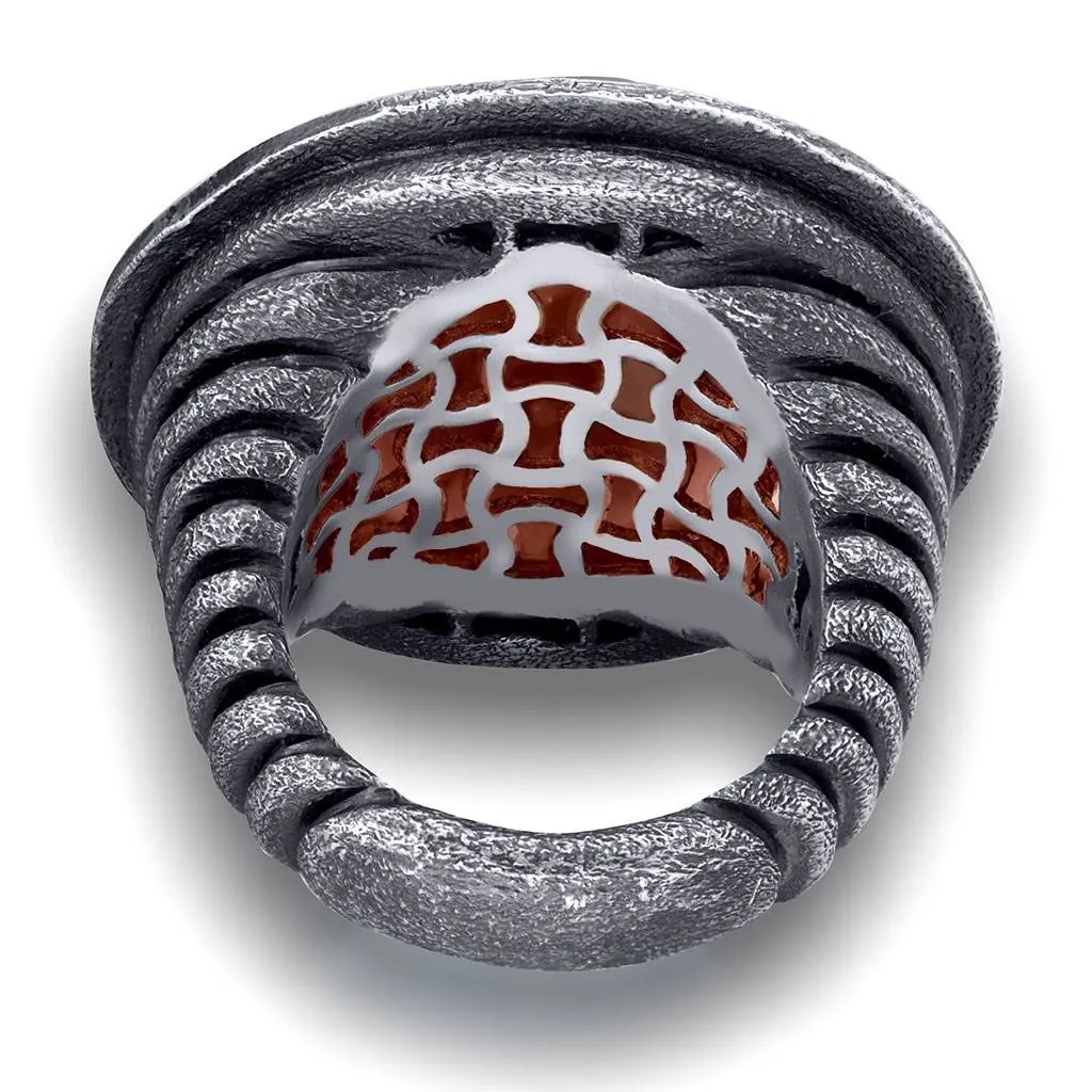 Silver Symbolica Ring with Carnelian & Black Spinel