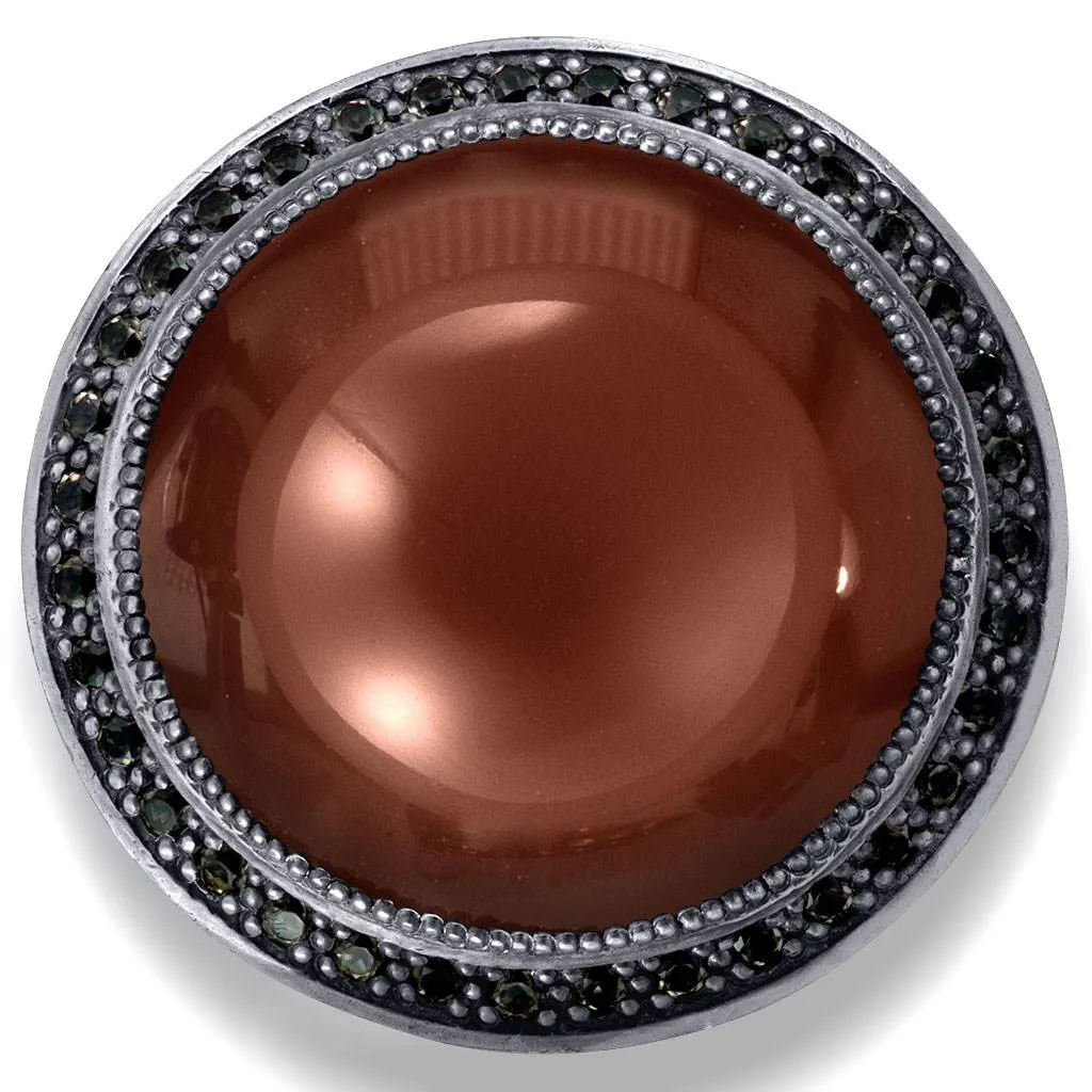 Silver Symbolica Ring with Carnelian & Black Spinel