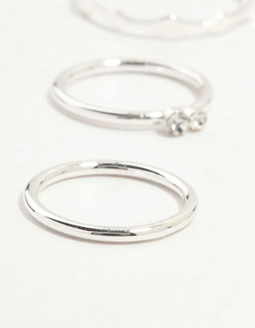 Silver Thin Mixed Stacking Rings 8-Pack