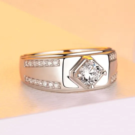 Simulated Diamond Men's Wedding Ring
