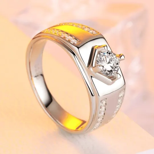 Simulated Diamond Men's Wedding Ring