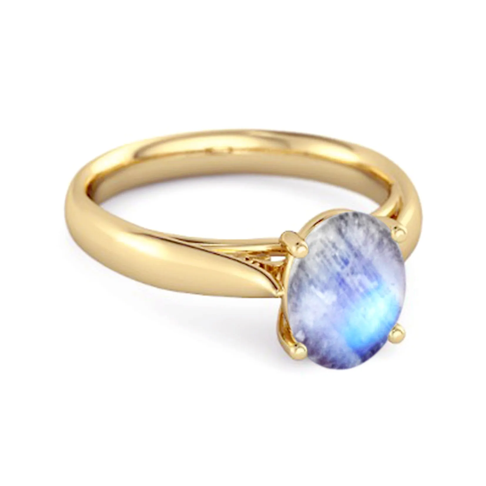 Single Stone 1.50 Ctw Moonstone 925 Sterling Silver Stackable Ring