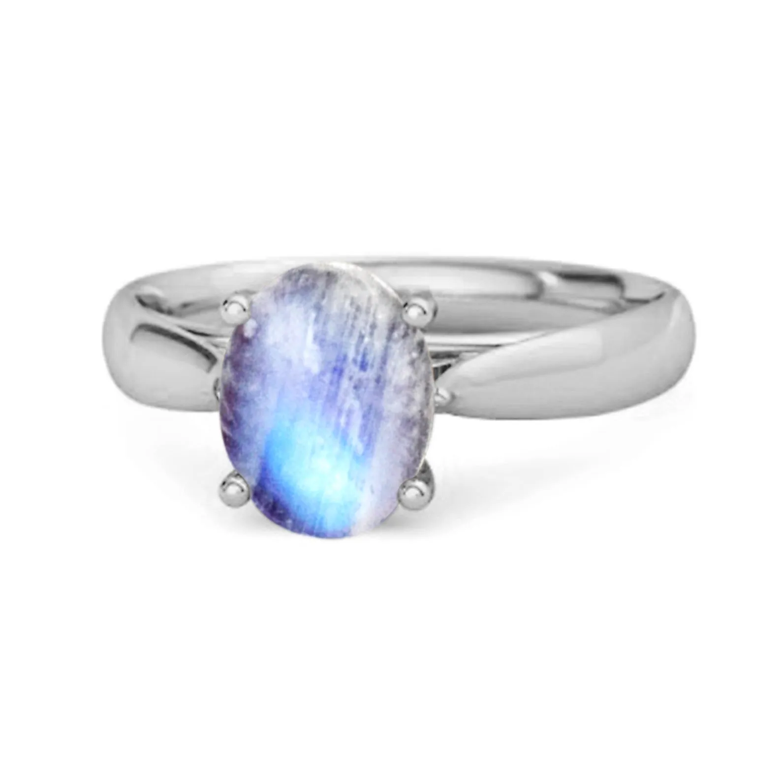 Single Stone 1.50 Ctw Moonstone 925 Sterling Silver Stackable Ring