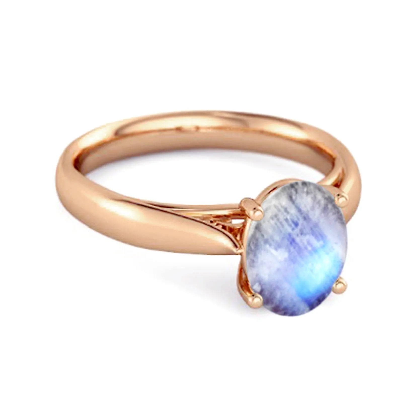 Single Stone 1.50 Ctw Moonstone 925 Sterling Silver Stackable Ring