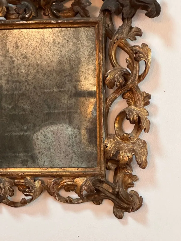 Small 18th Century Italian Carved Gilt Mirror