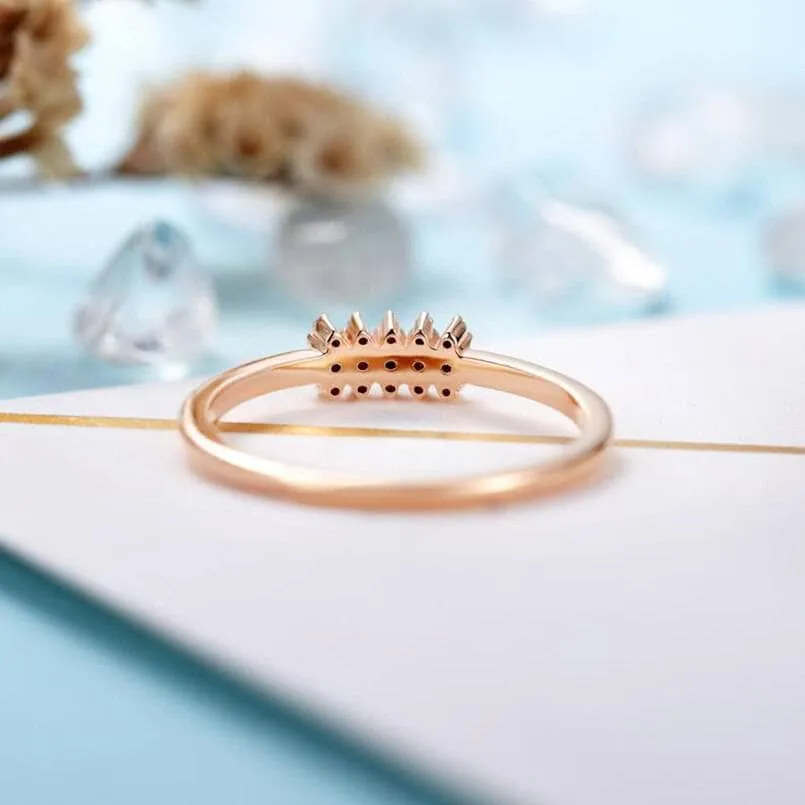 Solid 14K Rose Gold Tiny Diamond Stackable Wedding Band