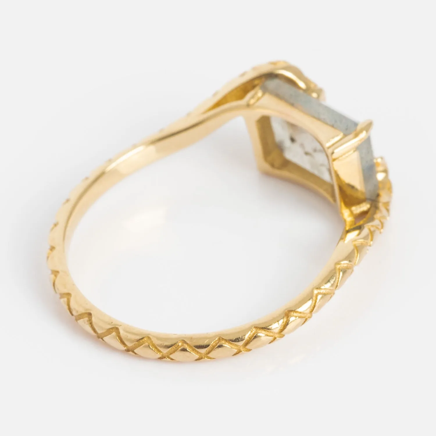 Solid Gold Labradorite Serpent Ring for Protection