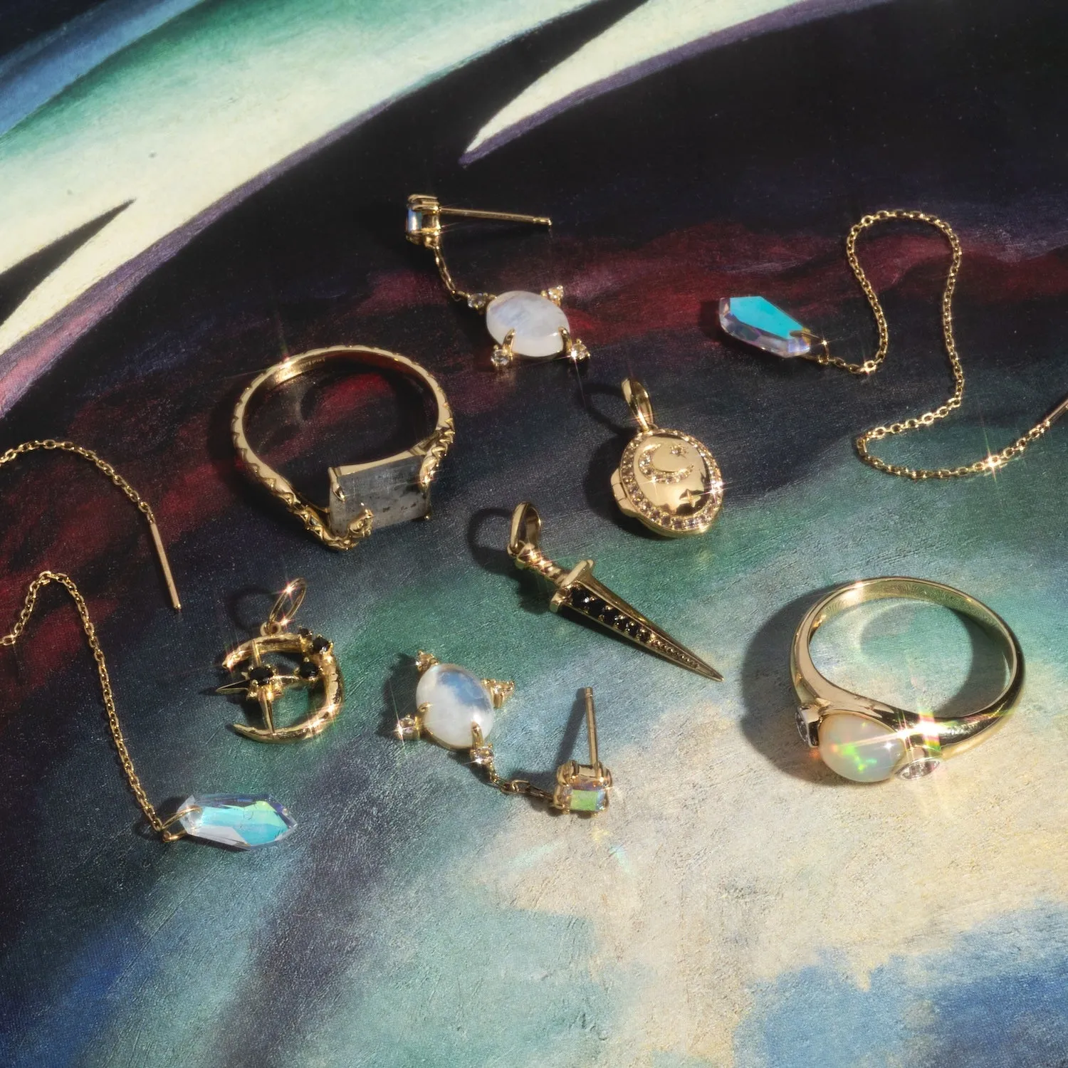 Solid Gold Labradorite Serpent Ring for Protection