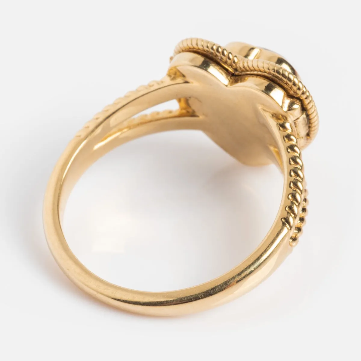 Solid Gold Rainbow Moonstone Heart Locket Ring