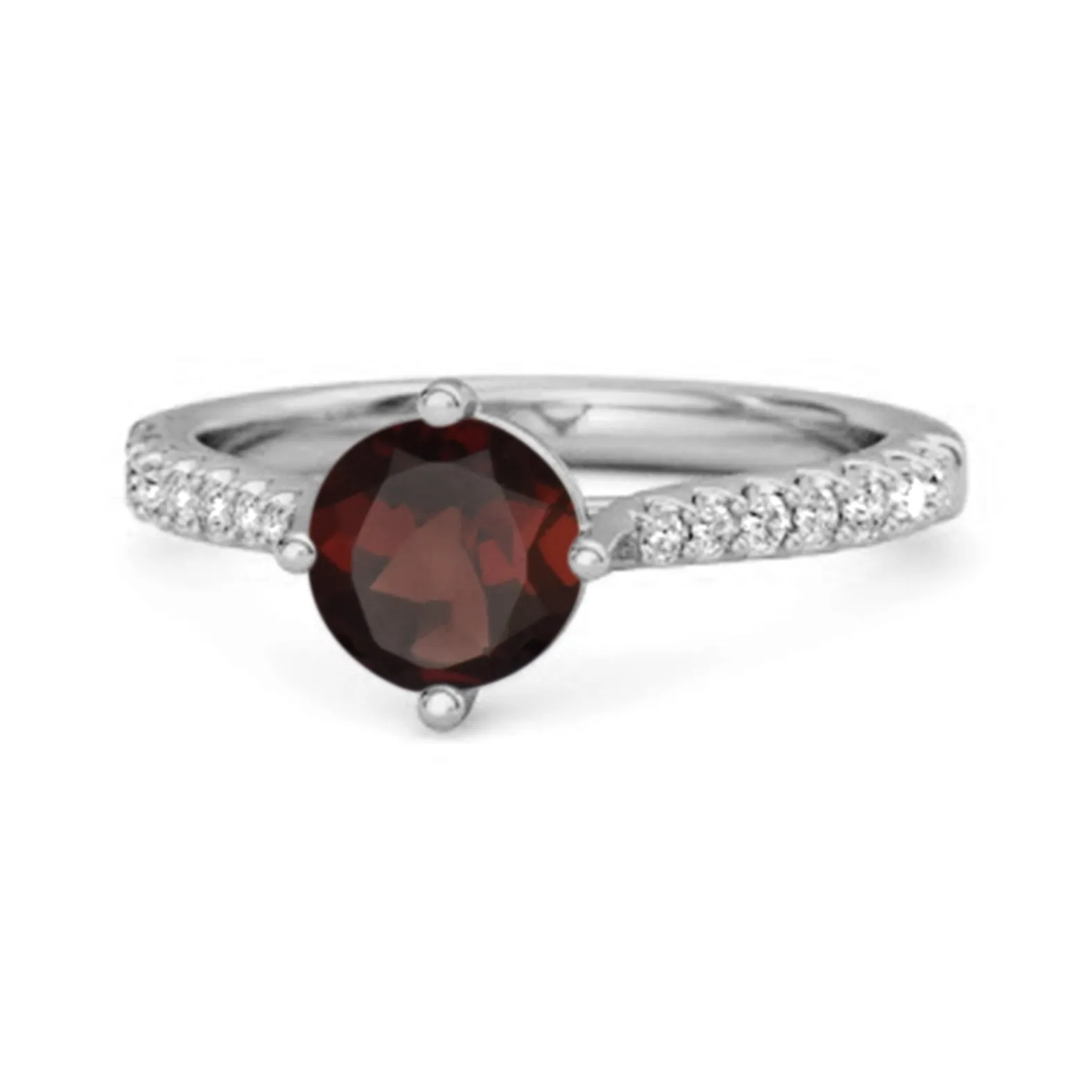 Solitaire Accents 925 Sterling Silver 0.25 Ctw Garnet Princess Ring