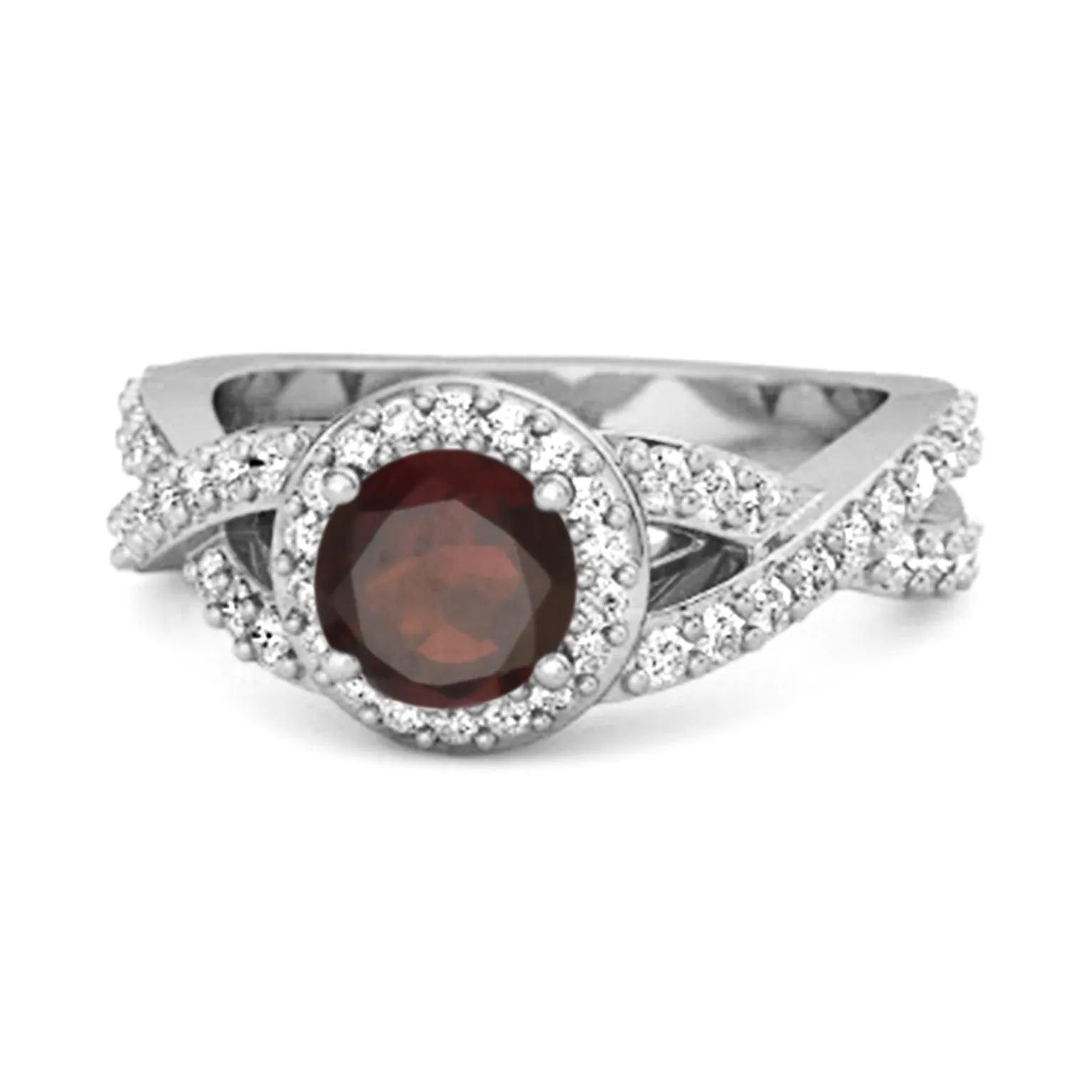 Solitaire Accents Garnet 925 Sterling Silver Infinity Ring