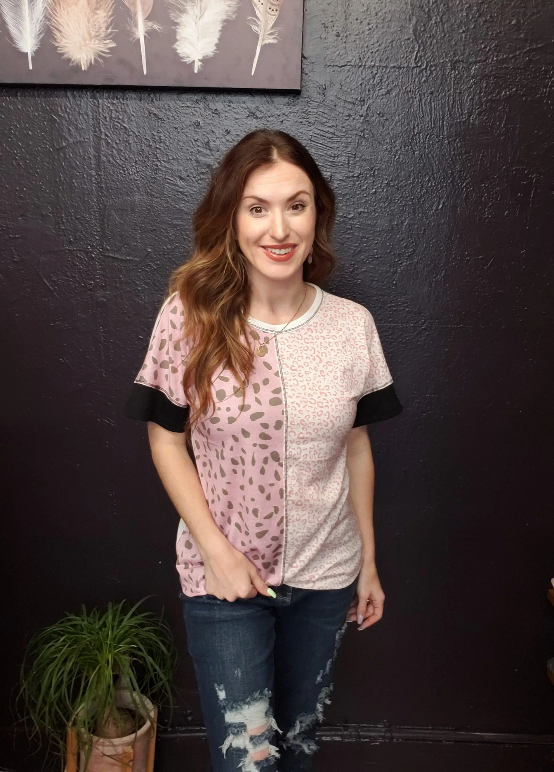 Split Second Top: Pink Mix