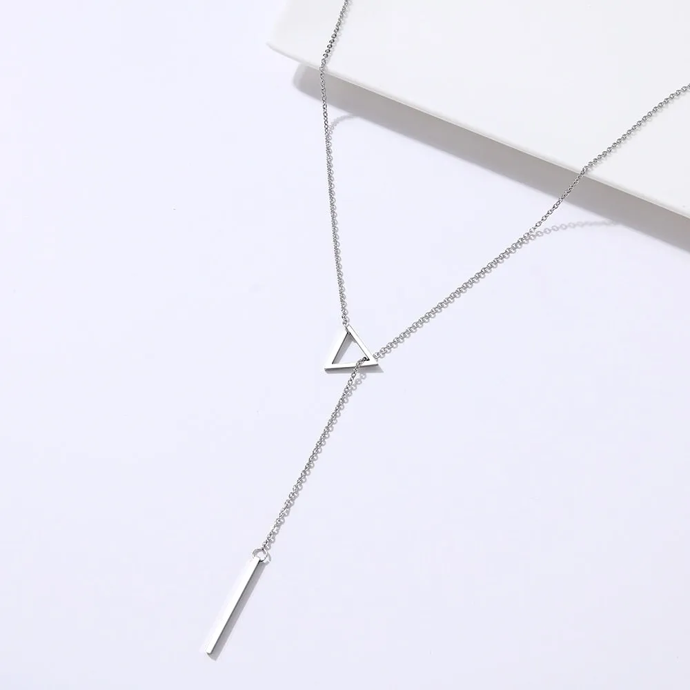 Stainless Steel Geometric Pendant Necklace with Chain
