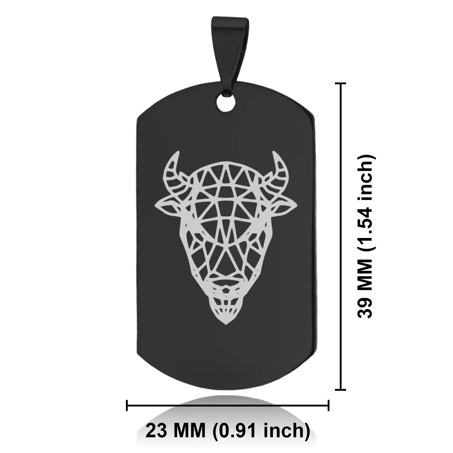 Stainless Steel Geometric Polygon Bison Dog Tag Pendant