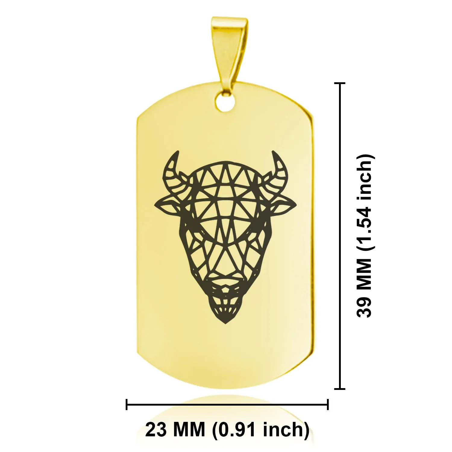Stainless Steel Geometric Polygon Bison Dog Tag Pendant