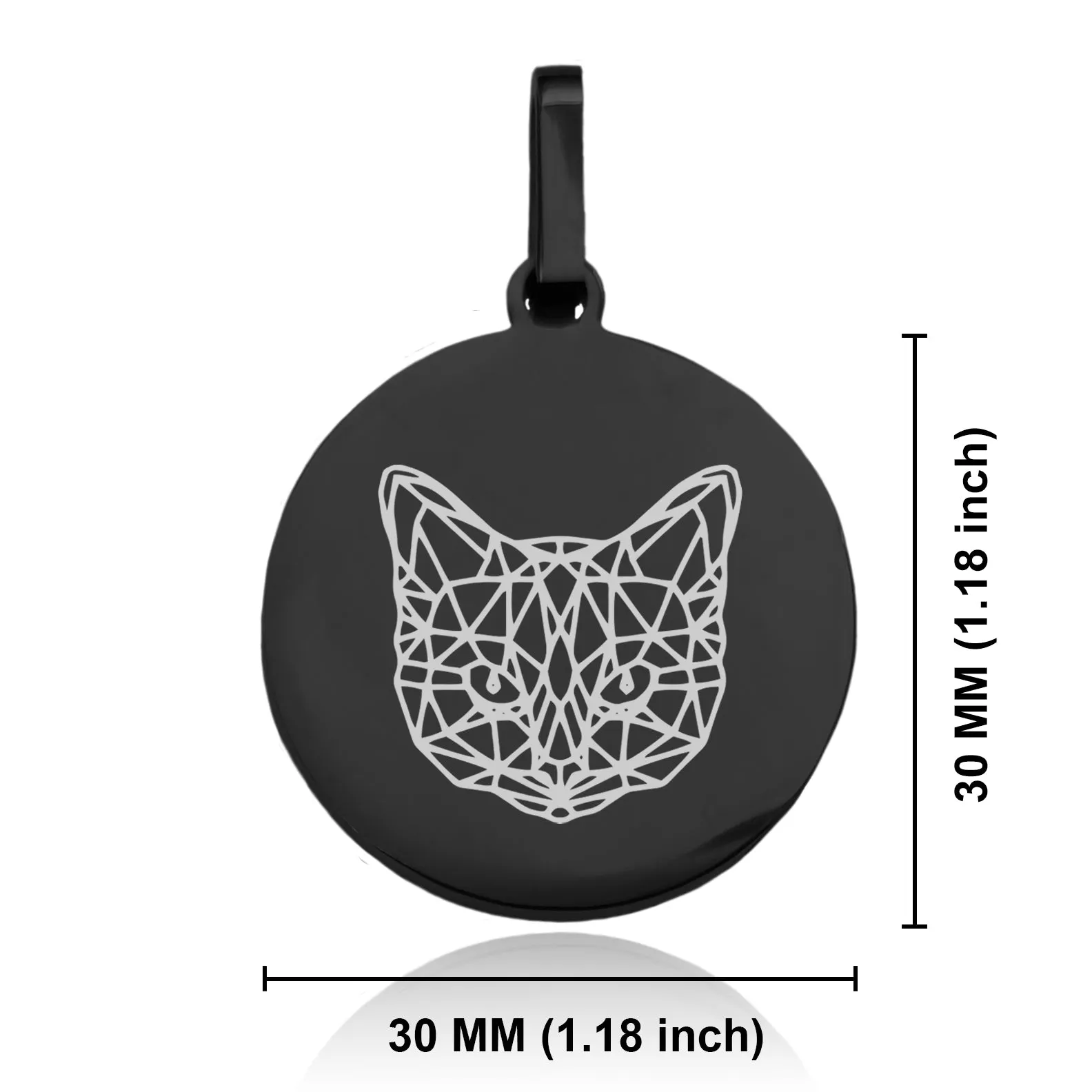 Stainless Steel Geometric Polygon Cat Round Medallion Keychain