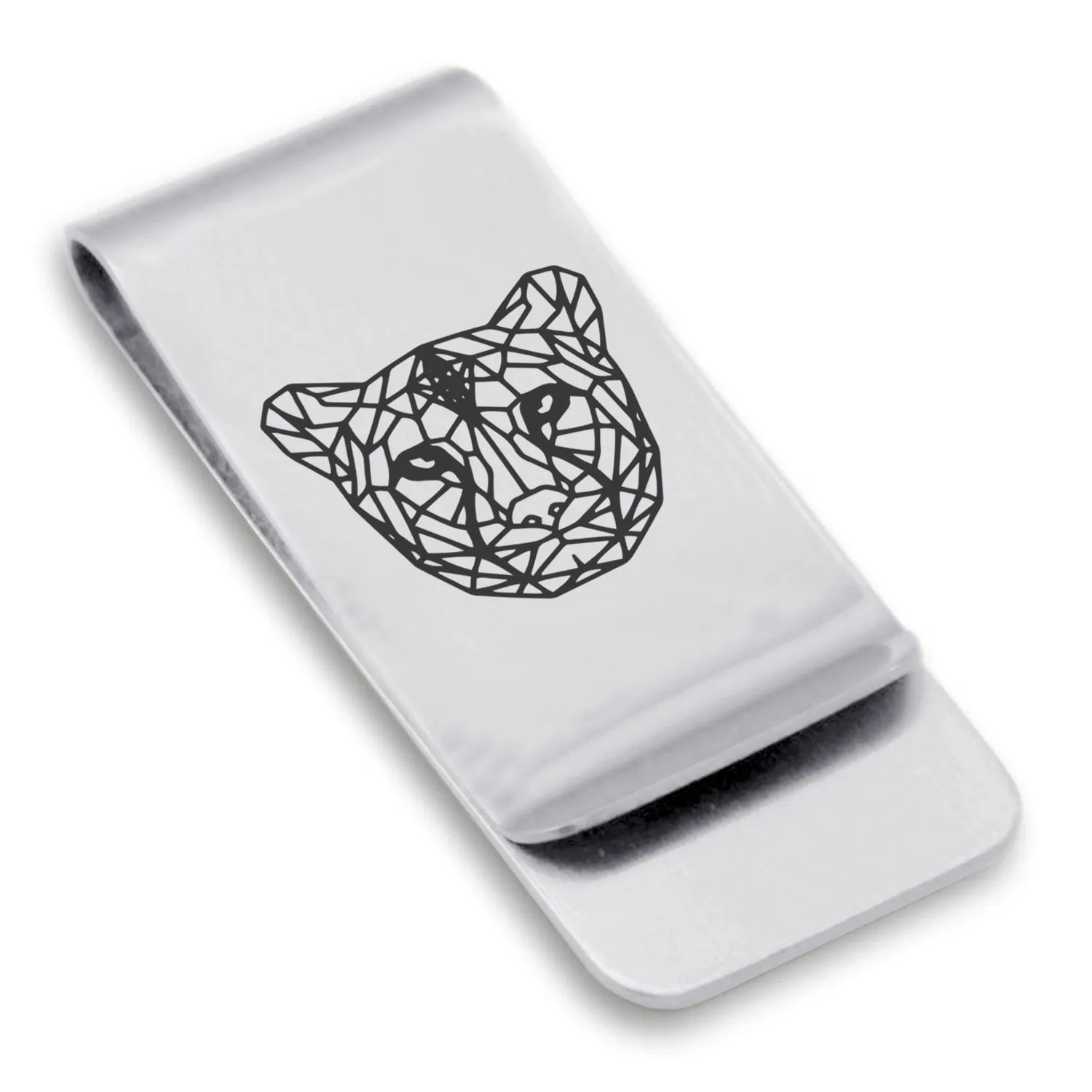 Stainless Steel Geometric Polygon Cheetah Classic Slim Money Clip