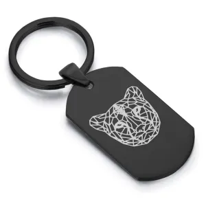 Stainless Steel Geometric Polygon Cheetah Dog Tag Keychain